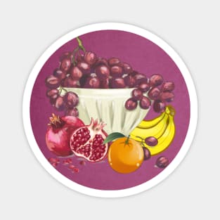 A pomegranate grape orange banana fruit bowl fruit basket Magnet